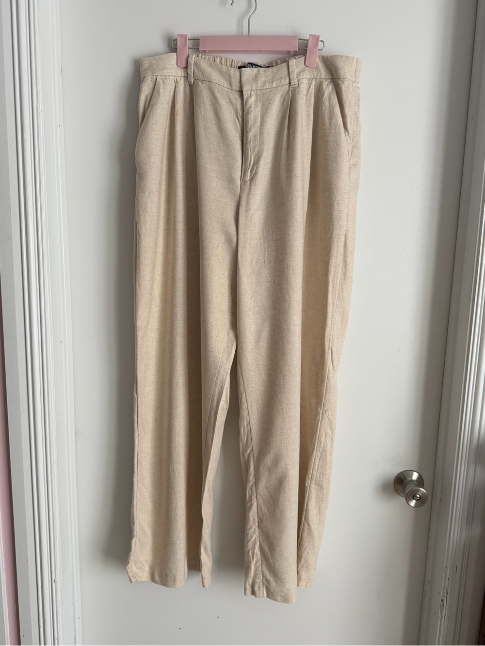 Hollister Wide-Leg Trousers in Light Beige